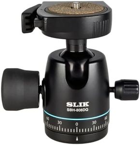 SLIK SBH-800DQ Full Size Professional Ball Head (618-758) Dual Knob Control, Supports 11lbs, Quick Release Plate, Separate Pan Knob, Compatible with Most Tripods