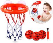 DEWEL Bath Toys for Toddlers, Premium Bath Basketball Hoop for Kids, Upgrade Suction Cup Basketball Hoop for Bath, Fun and Soft Bathtub Games Gift