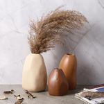 The Decor Mart Ceramic Abstract Vase (Small)- Set of 3| Office Desk | Flower Vase | Pampas Grass Vase | Reinforced Ceramic Vase | Round Shaped Vase | Home-Decor Centrepiece | Decor Showpiece