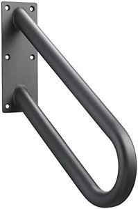 Hold Tight Handrails Steel Wall Mount Handrail - Heavy Duty Stair Railing for Decks, Porch, Mobile Homes, Short Stairway - Weatherproof & Non-Slip Powder Coated Finish - [18"], [Black]