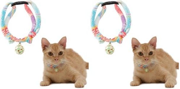 Necoichi Chirimen Cat Collar with Clover Bell (Baby Blue) (Pack of 2)