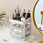 Makeup Organizer with 3 Drawers, Acrylic Clear Cosmetic Storage Organizer for Lotion, Jewelry, Hair Accessories, Cosmetic Display Case for Vanity, Bathroom Counter or Dresser