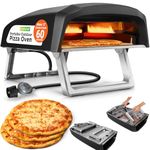 NutriChef Outdoor Propane Pizza Oven– Portable 12” Gas Pizza Maker with 1-Minute Cooking, Carbon Steel Body, Stone, Regulator & Recipe Booklet– Backyard BBQ Grill for Patio & Camping