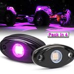 LED Rock Lights, 4 Pods Purple Pink LED Neon Underglow Light Kits Waterproof IP68 Rock Light kit Compatible with Jeep Off Road ATV SUV Trucks Cars Motorcycle