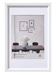 walther Design Photo Frame White 18 x 24 cm with PassepArtout, Steel Style Plastic Frame ES824W