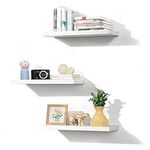 AIIKTOTA Floating Shelves, 40cm White Shelf for wall, Modern Decor Display Wall Shelves Set of 3 for Bathroom, Bedroom, Living Room, Kitchen, Office, etc