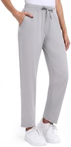 IESOCO Women's Golf Pants 7/8 Ankle Light Gray Pants Stretchy with Pockets