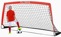 RUNBOW 6x4 ft Portable Kids Soccer Goal for Backyard Practice Soccer Net with Carry Bag (6x4 FT, Red, 1 Pack)