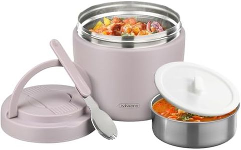 wiwens Thermo Food Jar for Hot Food Adults 32OZ Soup Thermo Lunch Containers Wide Mouth Vacuum Insulated Stainless Steel Leakproof Bento Box with Spoon (Purple)