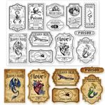 GLOBLELAND Potion Label Magic Clear Stamps Potion Label Magic Decorative Clear Stamps Silicone Stamps for Card Making and Photo Album Decor Decoration and DIY Scrapbooking