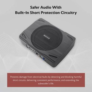 Rockville 8" Car Subwoofer – Compact Powered Under-Seat Bass Speaker