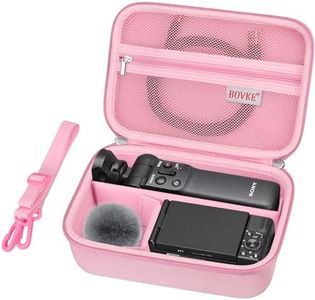 BOVKE Carrying Case for Sony ZV-1.ZV-1F Vlog Digital Camera Bluetooth Handle Vlogger Accessory Kit for Vlogger YouTube Live Video Streaming, Mesh Bag for Batteries USB Cable Charger, Pink, Digital