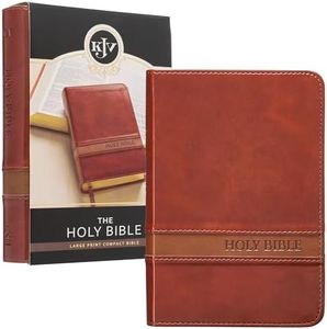 KJV Holy Bible, Compact Large Print Faux Leather Red Letter Edition - Ribbon Marker, King James Version, Brown Two-tone