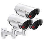 SOCHEP 3Pcs Dummy CCTV IR Security False Outdoor Camera Fake Dummy Security Camera with Flashing LED Light for Home, Office & Business (3PCS)