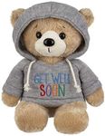 Ganz 9" Get Well Teddy Bear with Gray Hoodie Stuffed Animal for Comfort and Love