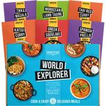 Spicentice World Food Explorer Recipe & Spice Gift Set - 6 Pack, 100% Natural - Japanese Katsu Curry, Spanish Paella, Thai Red Curry, Greek Souvlaki, Moroccan Tagine & Indian Tikka Masala