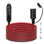 ALITOVE 12AWG Cigarette Lighter Extension Cord 12FT 30A 360W Max. Heavy Duty Power Cable Male Plug to Female Socket for 12V 24V Car Vehicle Tire Pump Air Compressor Refrigerator Coffee Maker