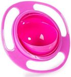 No Spill Gyro Baby Bowl BPA Free 360-Degree Rotatable Spill-Proof Child Bowl with Lid Feeding Without Mess, 17x 17x 7cm (Pink) (GB-01)