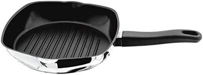 Judge Vista J229A Stainless Steel Non-Stick 24cm Griddle Frying Pan for Gas Hob, Induction or Electric, Oven Safe, 25 Year Guarantee