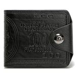 Sibalasi-New Men's US Dollar Wallet Bill Money Bifold Safe Purse With Magnetic Buckle (Black)