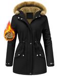 Vijamiy Womens Coats Long Winter Waterproof Jackets Parka Fleece Lined Ladies Winter Coat Zip Up Sweatshirt for Sport Outdoor Hiking with Zipper Pockets(Black,M)