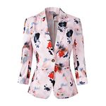 Womens 3/4 Sleeve Lightweight Office Work Suit Jacket Boyfriend Blazer (1905 Pink, L)