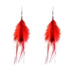 Lureme® Bohemian Style Feathers with Small Feather Tassel Dangle Earrings for Women-Red(02004736-1)