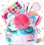 Kids Washable Makeup Kit for Girls 4-6 with Small Coin Purse(5.5x4.75in) - Real, Non Toxic Makeup for Girls - Unicorns Gifts for Girls