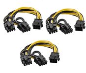 LipiWorld® 6pin Female to Dual 8pin (6+2pin) Male Video Card GPU Power Cable Splitter PCI Express Graphics Card Wire 20Cm 18 AWG for Mining/Gaming 6pin to Dual 8pin (Pack of 3)