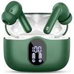 Wireless Earbuds, Bluetooth Headphones 5.4 HiFi Stereo, Wireless Earphones with ENC Noise Cancelling Mic, IP7 Waterproof in Ear Headphones, LED Digital Display Ear Buds, Touch Control, Green