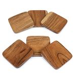 Lavaux Designs Acacia Wood Coasters Set of 6 | Square Wooden Coasters for Home and Office Decor, Heat Resistant Drink Coasters for Coffee Table | Rustic Coasters for Wooden Table | 4 by 4 inches