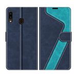 MOBESV Phone Cover For Samsung Galaxy A20e, Flip Wallet Case for Samsung Galaxy A20e Phone Case, Dark Blue/Light Blue