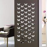 Bikri Kendra - 60 Butterfly Silver Decorative Mirror Stickers for Wall, Wall Mirror Stickers, 3D Acrylic Stickers Wall Stickers for Hall Room, Bed Room, Kitchen Living Room Kids Room.