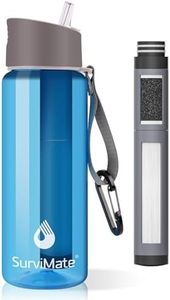 SurviMate 5-Stage 0.01μm Ultra-Filtration Filtered Water Bottle, BPA-Free Material, NSF/ANSI 42&372 Certified, Portable Water Filter Bottle for Survival, Camping, Hiking, and Emergency Use