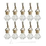 10 Packs Car Hanging Diffuser Empty Glass Perfume Bottles Air Freshener Diffuser Bottle Pendant Oil Fragrance Aromatherapy Bottle Ornament Decor (diamond)