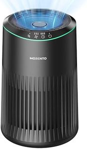 MORENTO Air Purifiers for Home, Air Purifier for Smoke Pet Dander Odors with Fragrance Sponge, Small Air Purifier with Sleep Mode for Bedroom Office, Blue Ambient Light, MR2566, Black, 1 Pack