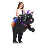 Searhmomo Inflatable Costume Cat for Kids Ride On Cat Blow Up Costumes, Funny Halloween Animal Costume for Girls Boys