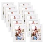 Giftgarden Set of 12 Picture Frames 10 x 15 cm for 15 x 10 Photos and Pictures, Modern White Photo Frame Collage, Wall or Table Stand - Gift Friend