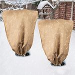 ANPHSIN 2pcs 24 × 40 inches Burlap Plant Covers Freeze Protection Bags - Large Winter Plant Frost Protector with Drawstring, Reusable Tree Freeze Blanket for Outdoor Garden Plants Trees Shrubs