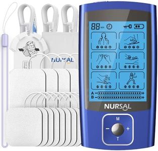 NURSAL TENS EMS Unit Muscle Stimulator for Pain Relief Therapy, Electric 24 Modes Dual Channel TENS Machine Pulse Massager with 12 Pcs Electrode Pads/Continuous Stable Mode/Memory Function
