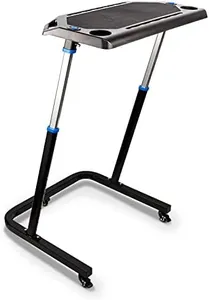 Alpcour Bike Trainer Fitness Desk – Portable Multi-tasking Workstation Table for Cycling and Exercise �– Adjustable Height with Non-Slip Surface and Gadget Slots – Lockable Wheels