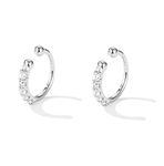 SLUYNZ Sterling Silver No Piercing Earrings Cuff for Women Teens Cartilage Earrings Helix Earrings, Sterling Silver Silver, Cubic Zirconia