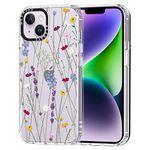 MOSNOVO Case for iPhone 14 - Clear Slim Shockproof TPU+PC, [ 6.6 ft Drop Protection/Anti Peel Off ] - Floral Garden