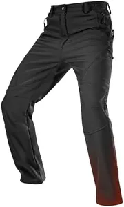 FREE SOLDIER Men's Fleece Lined Outdoor Cargo Hiking Pants Water Repellent Softshell Snow Ski Pants with Zipper Pockets (Matte Black 40W x 32L)