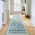 Carvapet Hallway Runner Rug 60x300cm Soft Microfiber Long Kitchen Mat Non Slip Washable Area Runner Rug Floor Carpet for Entryway Laundry Living Room(Blue)