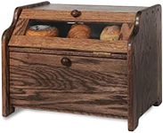 CONSDAN Bread Box, Solid Wood Oak Bread Box for Kitchen Countertop, Double Layer Bread Container for Bread Storage, Large Capacity Breadbox with Clear Window, Chocolate