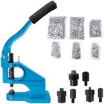 DUPDMKIN Grommet Press Hand Press Rivet Press Blue Grommet Tool 3 Dies (#0#2#4) Heavy Duty Grommet Tool Kit Includes 1500PCS Silver Grommets