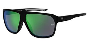 Under Armour Unisex Adult Ua Dominate Rectangular Sunglasses, Shiny Black, 62mm, 12mm