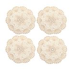 EIYYA Handmade Cotton Crochet Doilies Lace Table Placemats Coasters, 8inch 4-Piece (Beige)