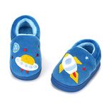 LACOFIA Toddler Boys Winter Slippers Kids Novelty Warm Plush Indoor Slipper Shoes Blue 5/5.5